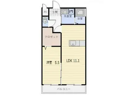 ユーミーマンション別府石垣(1LDK/3階)の間取り写真