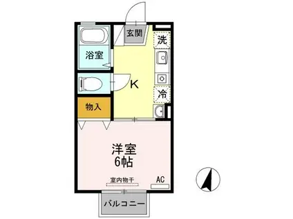 セジュール小松原B(1K/2階)の間取り写真