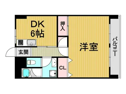 第二睦荘(1DK/3階)の間取り写真