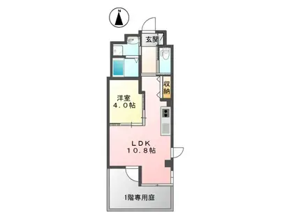 ソレイユ・ルヴァン赤坂(1LDK/1階)の間取り写真