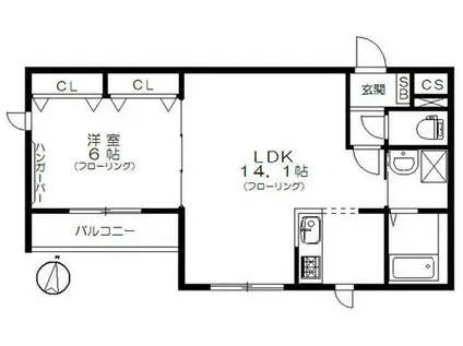 メゾンクリスタル弐番館(1LDK/2階)の間取り写真