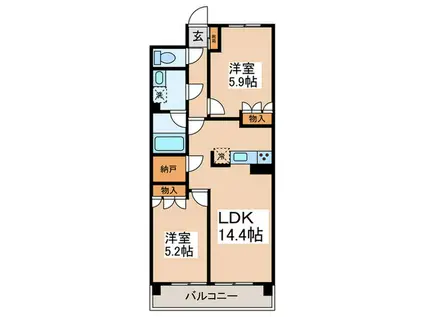 KDXレジデンス宮前平(2LDK/2階)の間取り写真