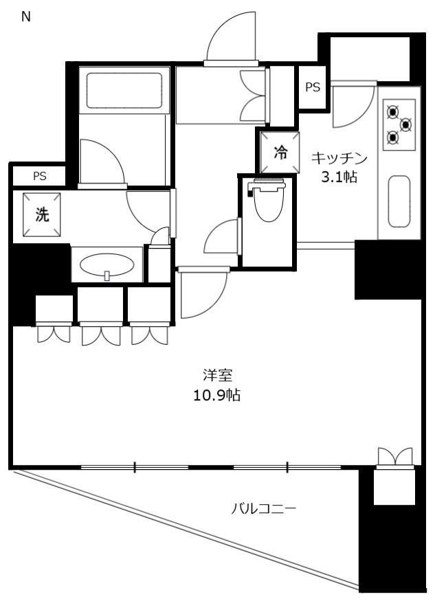 サンウッド文京千駄木フラッツ(1K/6階)の間取り写真