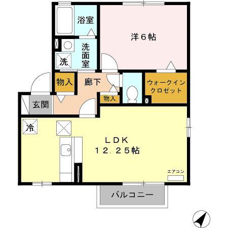 ローズコート西三島B(1LDK/1階)の間取り写真