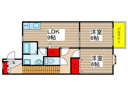 ベルガーデン八千代緑が丘(2LDK/2階)の間取り写真