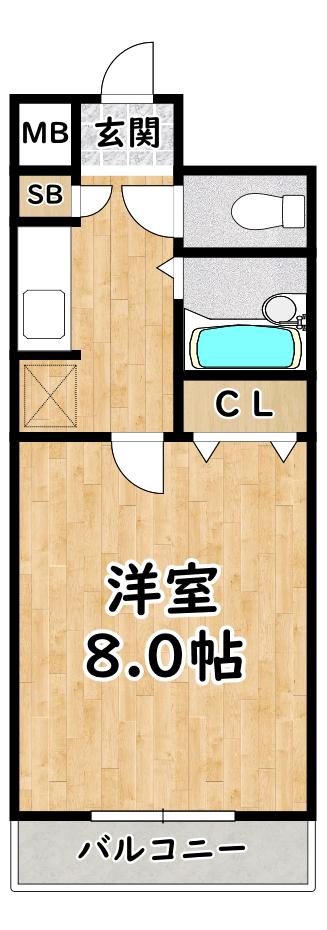 アドヴァンス塚本(1K/2階)の間取り写真