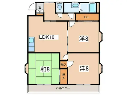 パルリバーサイドII(3LDK/3階)の間取り写真