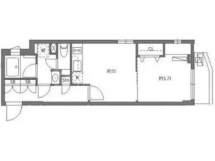 ワーフときわ台(1DK/4階)の間取り写真
