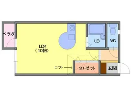 ルーム桧(ワンルーム/2階)の間取り写真