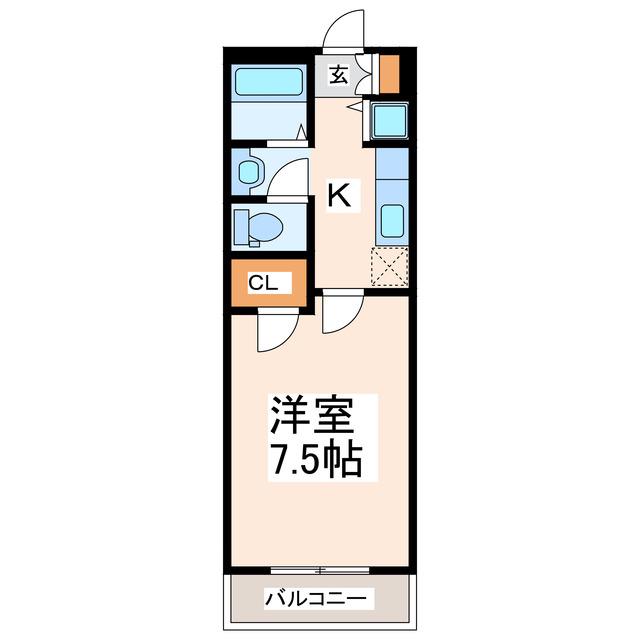 プレステージ上熊本(1K/5階)の間取り写真