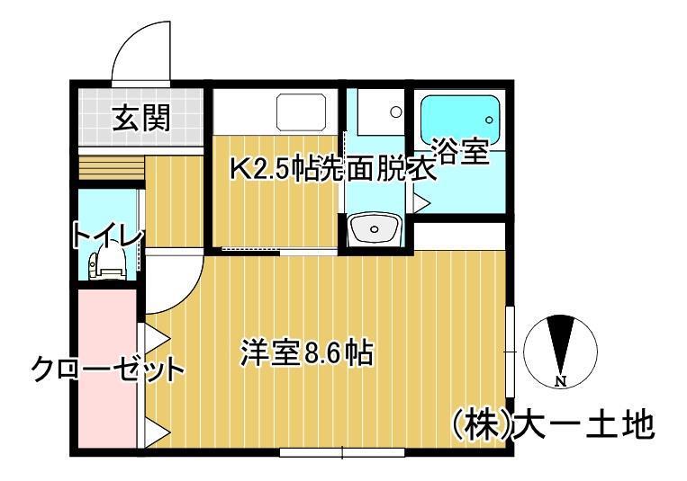 東北新幹線 新花巻駅 徒歩47分 2階建 築3年(1K/1階)の間取り写真