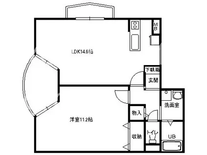ハイエストピーク(1LDK/3階)の間取り写真