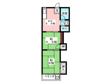 千葉コーポ(2DK/2階)の間取り写真