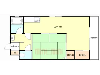 ハイツサンライズ(1LDK/2階)の間取り写真