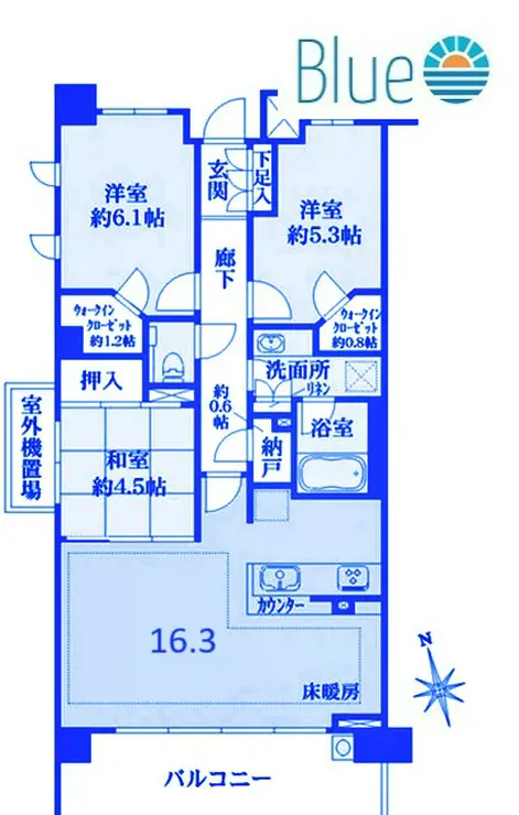 ザ・パークハウス横濱中山 6階階 間取り