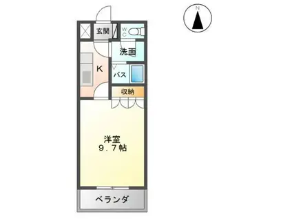 コンフォートIII(1K/1階)の間取り写真