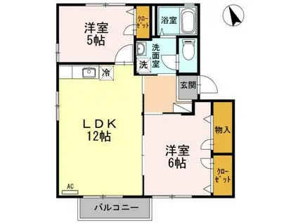 ラピエラ(2LDK/1階)の間取り写真