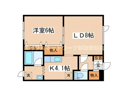 対馬マンション(1LDK/2階)の間取り写真