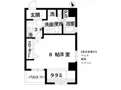 セレクト縮景園(1K/6階)の間取り写真