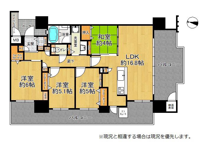 エイルマンション東町(4LDK/5階)の間取り写真