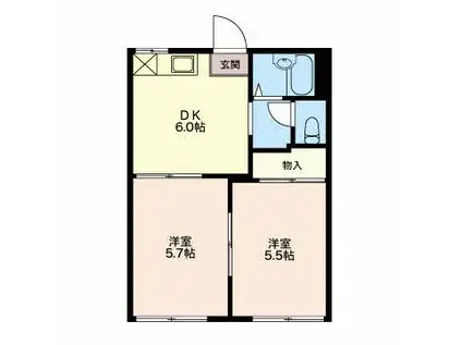 アーバンヒル刑部(2DK/1階)の間取り写真