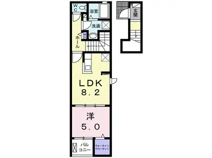 アンド ザ ブルー II(1LDK/2階)の間取り写真