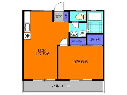 穂高ハイツ(1LDK/2階)の間取り写真