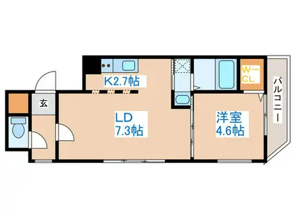 COURAGE BLD NISHIMACHI(1LDK/2階)の間取り写真