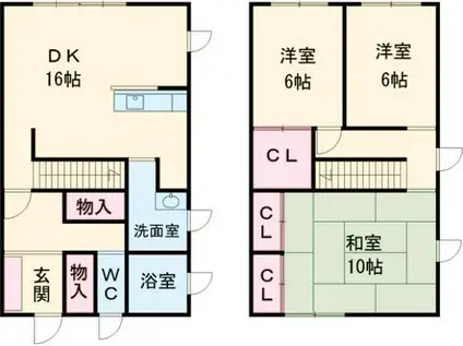 明徳アパート(3LDK/1階)の間取り写真