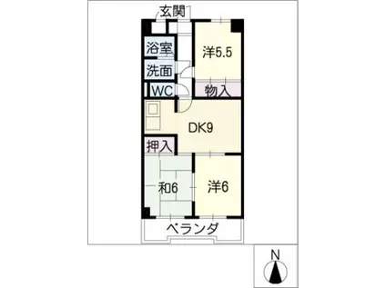 ルミエール日進I(3DK/5階)の間取り写真