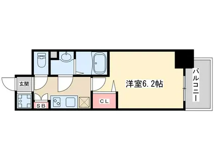 ALIVIS福島海老江(1K/6階)の間取り写真