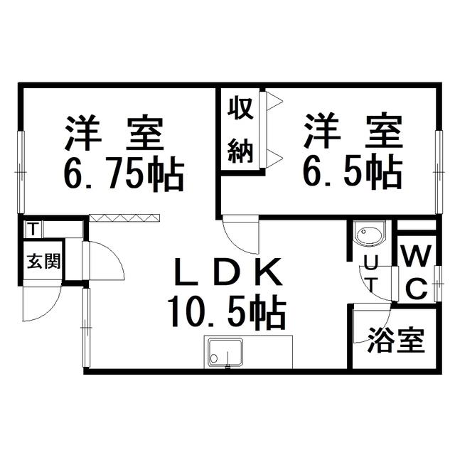 アートライフ白糠B(2LDK/2階)の間取り写真