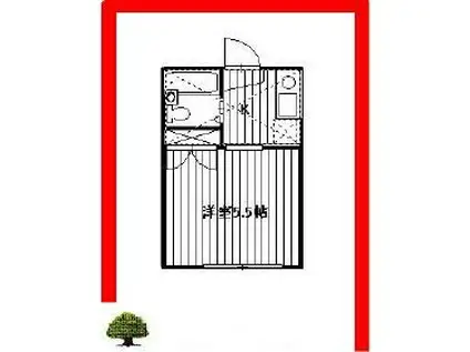 ロイヤルハイム(ワンルーム/2階)の間取り写真