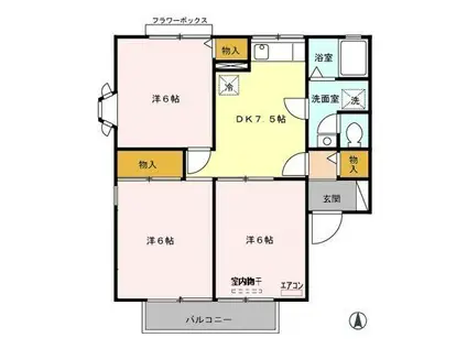 リヴェール高沢 A/B(3DK/2階)の間取り写真