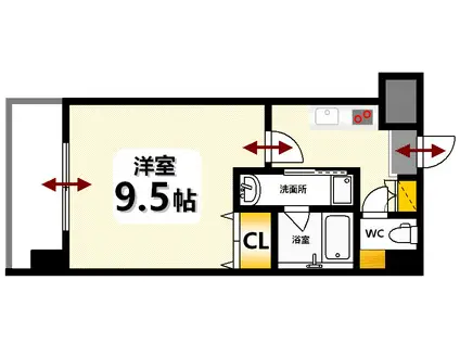 エイトバレー大手町パークレジデンス(1K/9階)の間取り写真