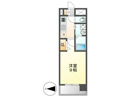パルティール浅間町(1K/9階)の間取り写真