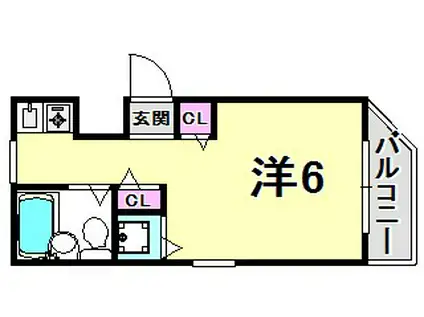 ロイヤルメゾン西宮北口VIII(ワンルーム/1階)の間取り写真