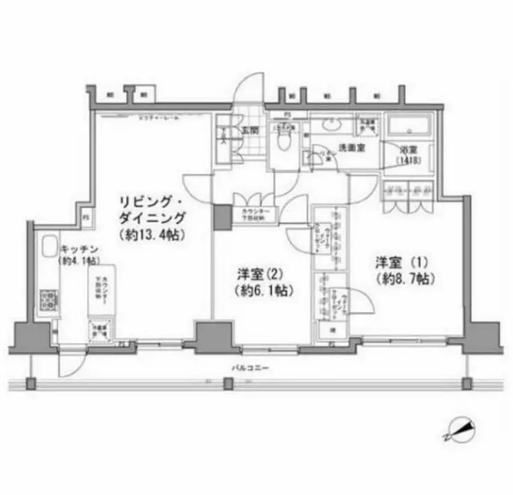 パークハビオ八丁堀 12階階 間取り