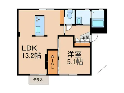 フォーレス有本(1LDK/1階)の間取り写真