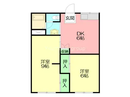 山室ハイツA(2DK/1階)の間取り写真