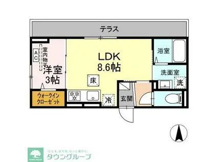 D PAINA松見町(1LDK/1階)の間取り写真