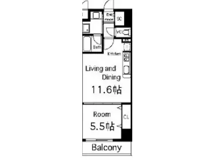 シリウス中央(1LDK/2階)の間取り写真