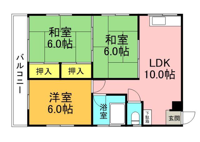 インフィールド河原町(3LDK/3階)の間取り写真