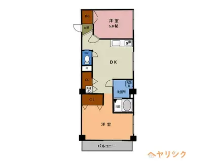 若葉ビル(2DK/4階)の間取り写真