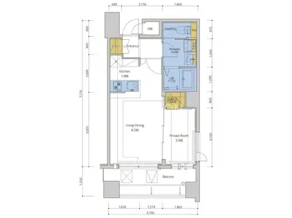 ネストピア博多ガーデン(1LDK/7階)の間取り写真