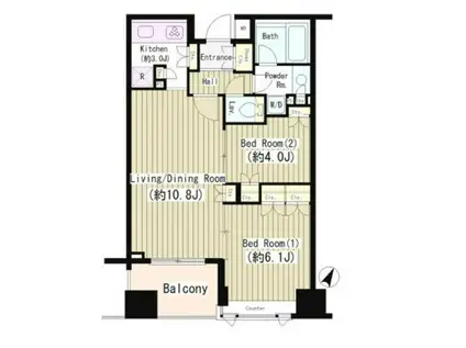 コクヨーレ日本橋(2LDK/12階)の間取り写真