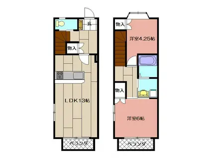 サングリーン君ヶ浜(2LDK/2階)の間取り写真