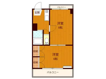 キャロットハウス(2K/2階)の間取り写真