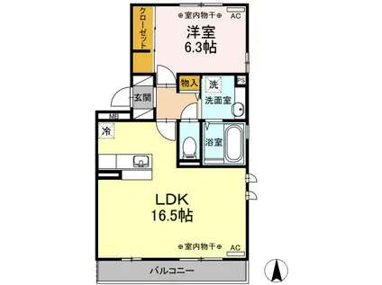 グローリアス III(1LDK/3階)の間取り写真