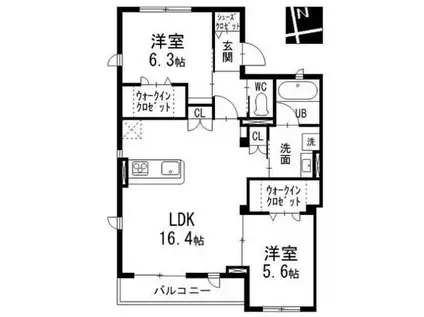 シーズンステージ本山II(2LDK/2階)の間取り写真
